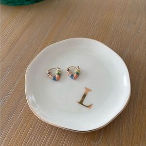 Colorful Striped Heart Earrings